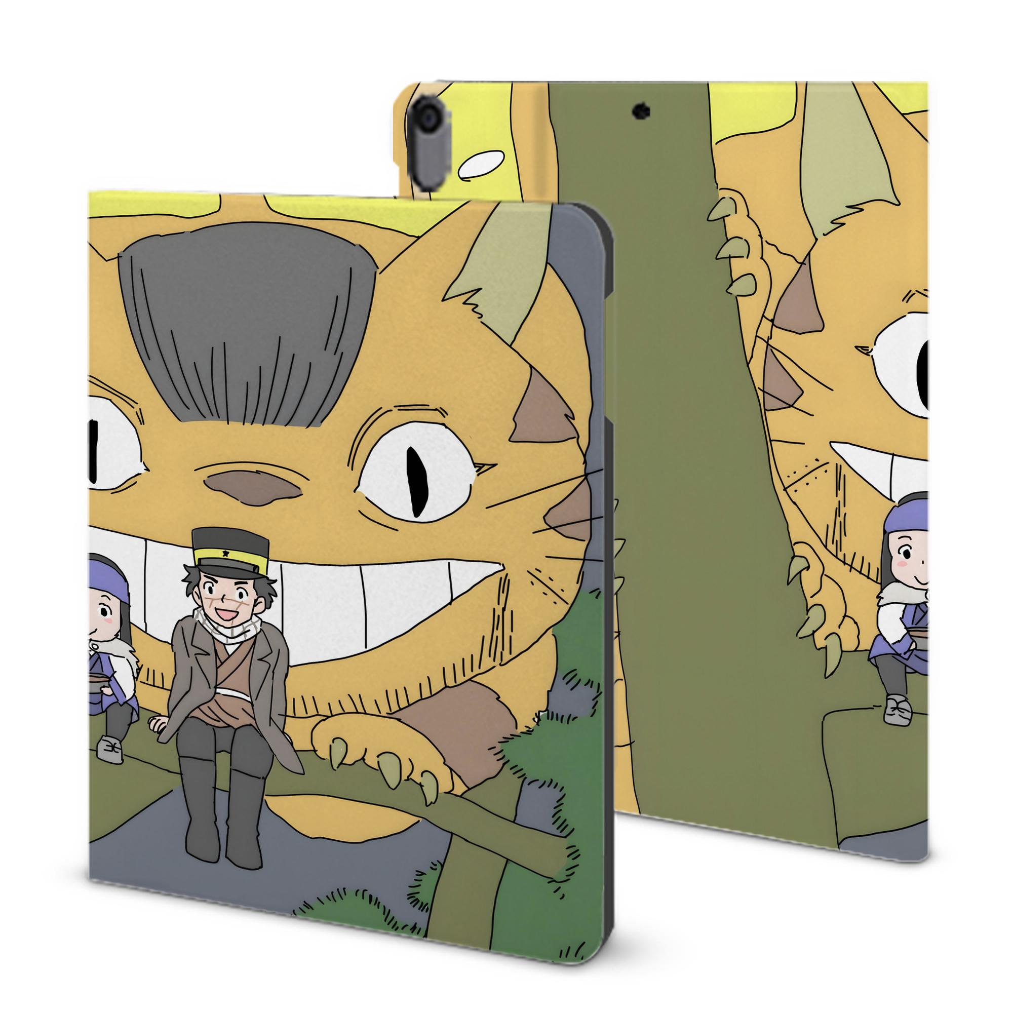 （画像用） となりのトトロ 草壁メイ 草壁サツキ My Neighbor Totoro Satsuki Kusakabe Mei Kusakabe IPad ケース ブック型 PUレザー TPU 耐衝撃 軽量 薄型 ペン収納なし 全面保護 IPad 各モデル対応